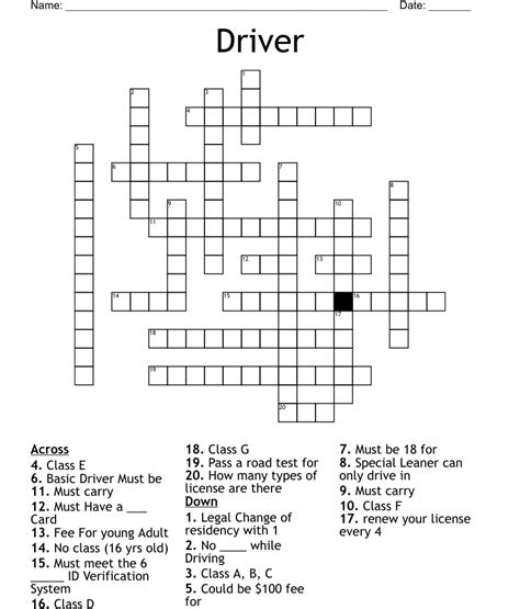 Click the answer to find similar crossword clues. . Fitting name for an uber driver crossword clue